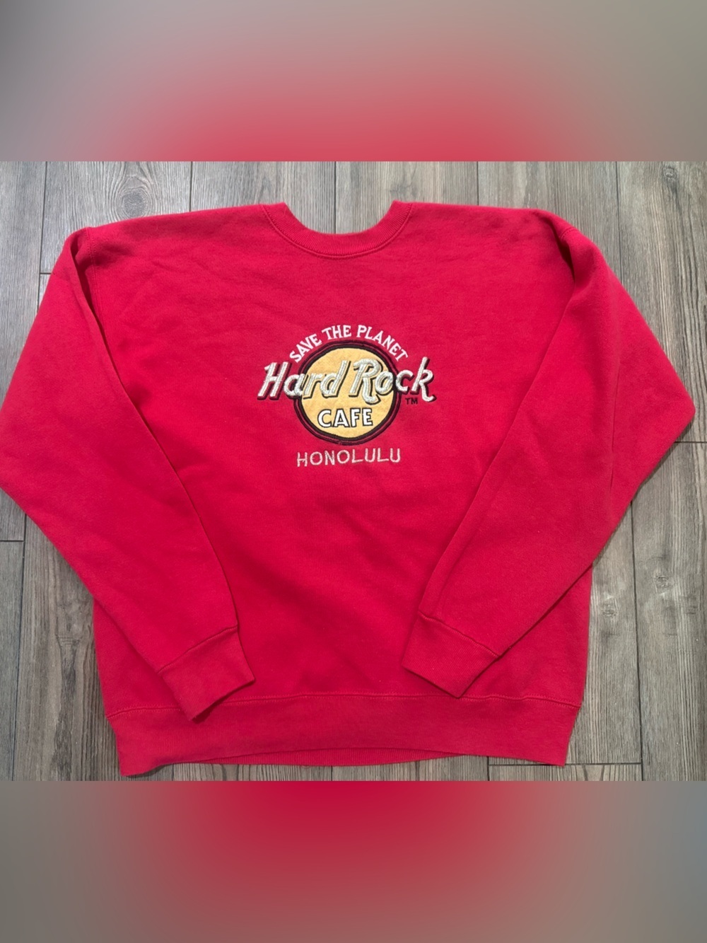 Vintage Lee Hard Rock Cafe Honolulu Red Crewneck Made in USA Mens XL Rare